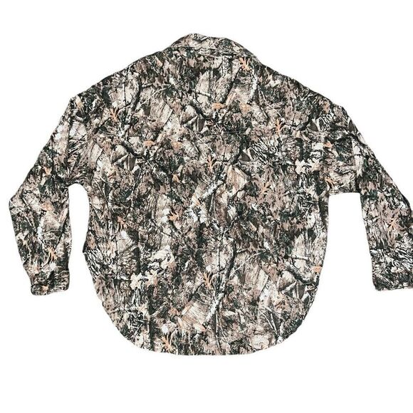 DENIM OBSESSED Green Camo Long Sleeve Shacket Size M - Picture 2 of 7